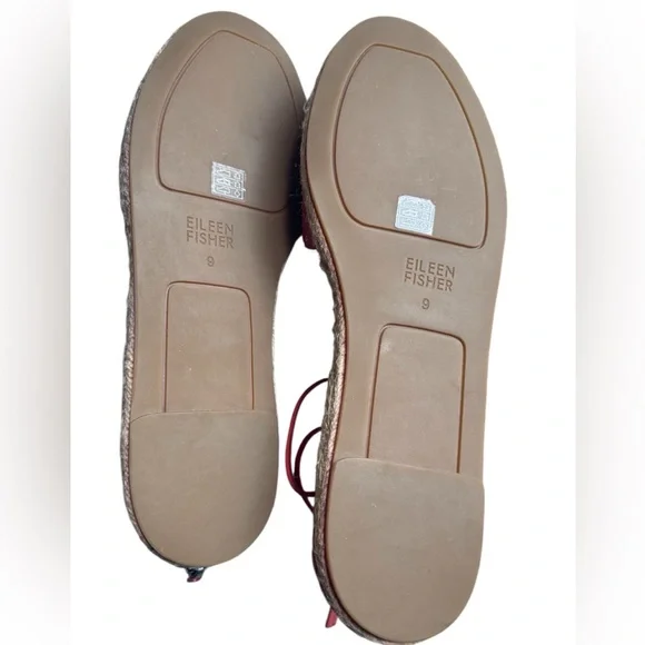 NWOT Eileen Fisher Leather Lace Up Espadrille Tangelo Sandal Size 9